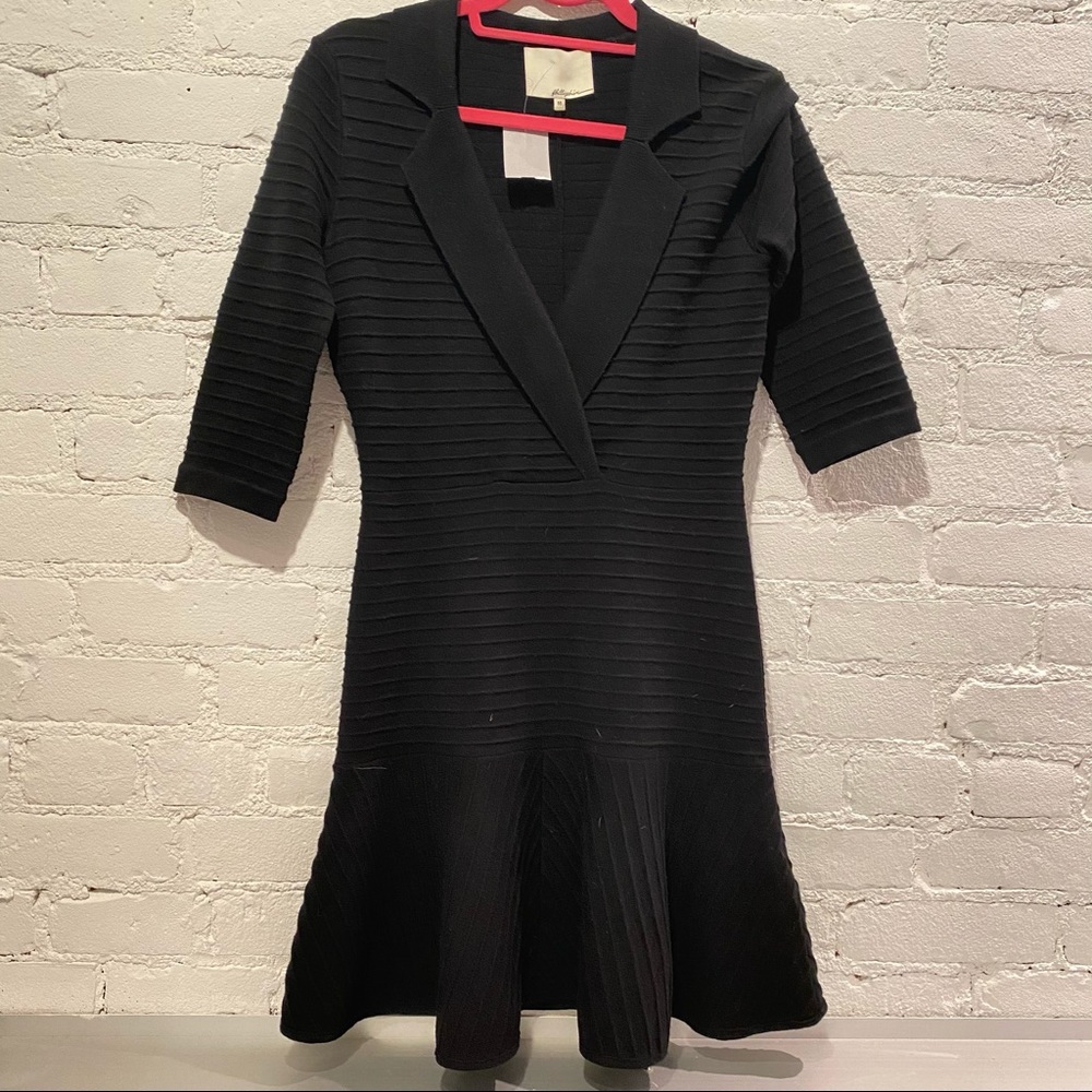 Phillip Lim 3.1 Black Polo Stretch Ribbed Knit Dress Size M